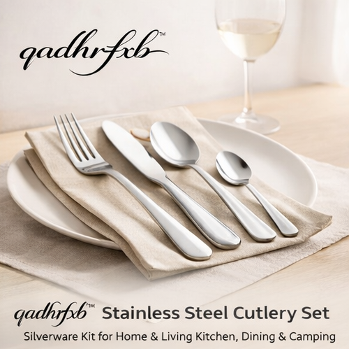 qadhrfxb™ Stainless Steel Cutlery Set Silverware Kit for Home & Living Kitchen Dining & Camping