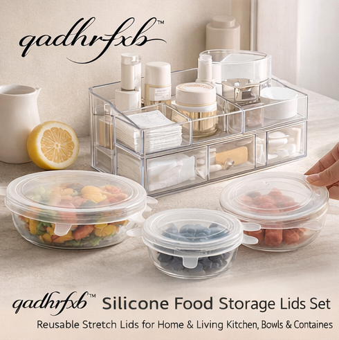 qadhrfxb™ Silicone Food Storage Lids Set Reusable Stretch Lids for Home & Living Kitchen Bowls & Containers